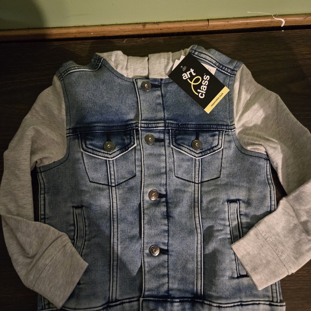 Art Class Denim Jacket with Gray Sleeves